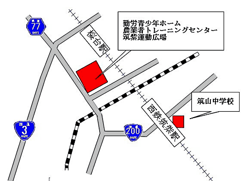 筑山中学校へのマップ