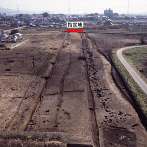 岡田地区遺跡の古代官道（発掘調査時）