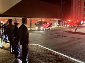 消防団の防火パトロール出発式