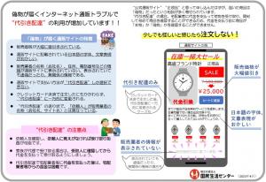 偽物が届くインターネット通販トラブルで代引き配達の利用が急増しています！チラシ