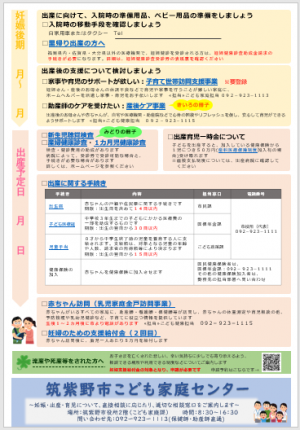 妊娠から出産までのスケジュール裏