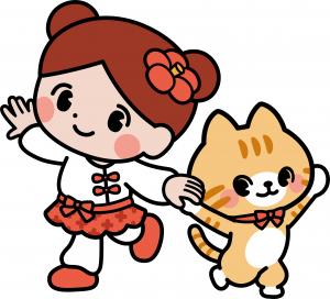 つくしちゃんとむさしの決めポーズイラスト