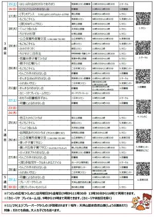 令和7年11月　市内のあそび場情報　裏