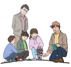 植物を観察するイメージイラスト