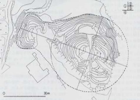 原口古墳の墳丘測量図